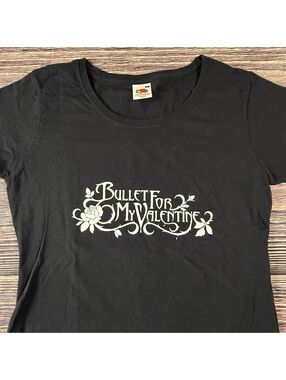 Bullet For My Valentine Logo Rose T-Shirt Womens Medium Black Lady Fit Metalcore